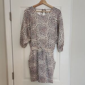 Pink and Blue Sheath Mini Dress with 3/4 Dolman Sleeves for Casual Occasions